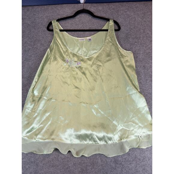 Enchanting Cami Tank Top Women 1X Plus Yellow Satin Lingerie Sleepwear Fairycore - Picture 4 of 8